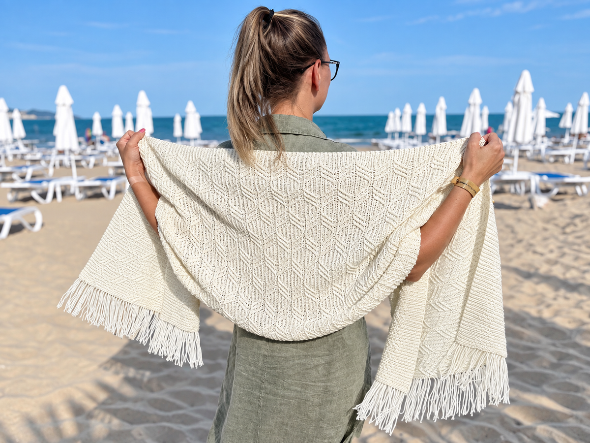 Reversible Cable Shawl Knitting Pattern PDF