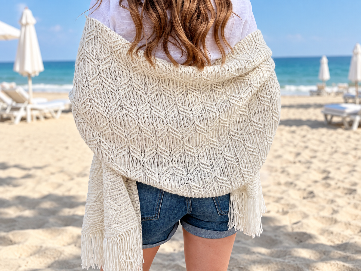 Reversible Cable Shawl Knitting Pattern PDF