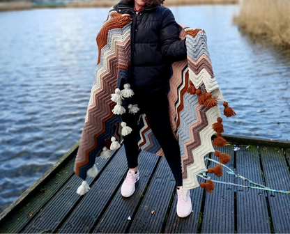 Cozy Chevron Blanket Crochet Pattern ✨ 15 Sizes Included 🧶