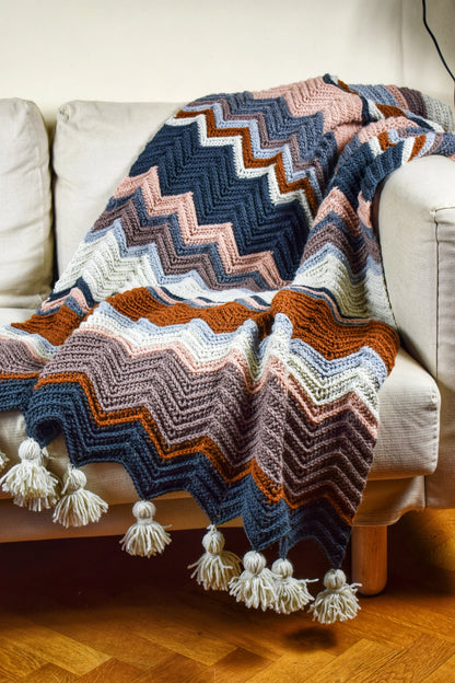 Cozy Chevron Blanket Crochet Pattern ✨ 15 Sizes Included 🧶