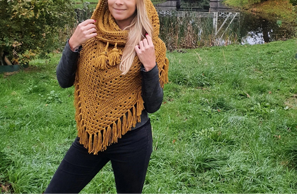 🍁 Pumpkin Pie Hooded Cowl – Warm & Chunky Crochet Pattern
