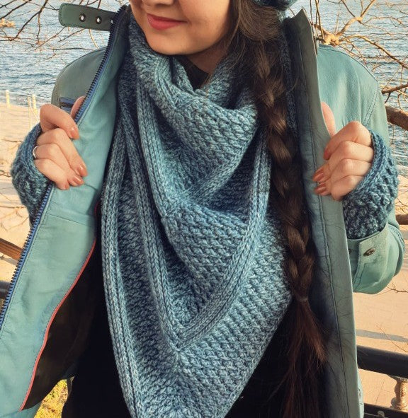Alpine Texture Triangle Shawl Crochet Pattern PDF