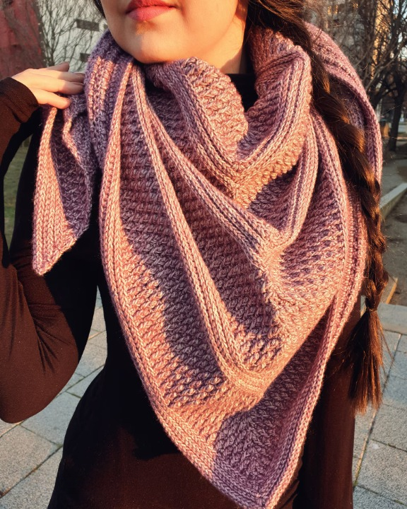Alpine Texture Triangle Shawl Crochet Pattern PDF