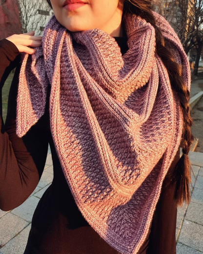 Alpine Texture Triangle Shawl Crochet Pattern PDF
