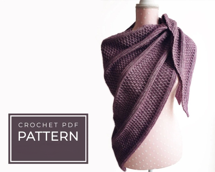 Alpine Texture Triangle Shawl Crochet Pattern PDF