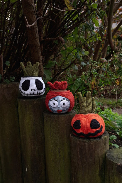 🎃💀 Halloween Crochet Pattern Set – Pumpkin, Skull & Sally PDF 🧶✨