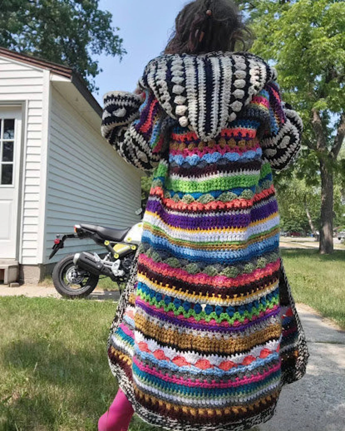 Scrap Yarn Hooded Cardigan Crochet Pattern PDF