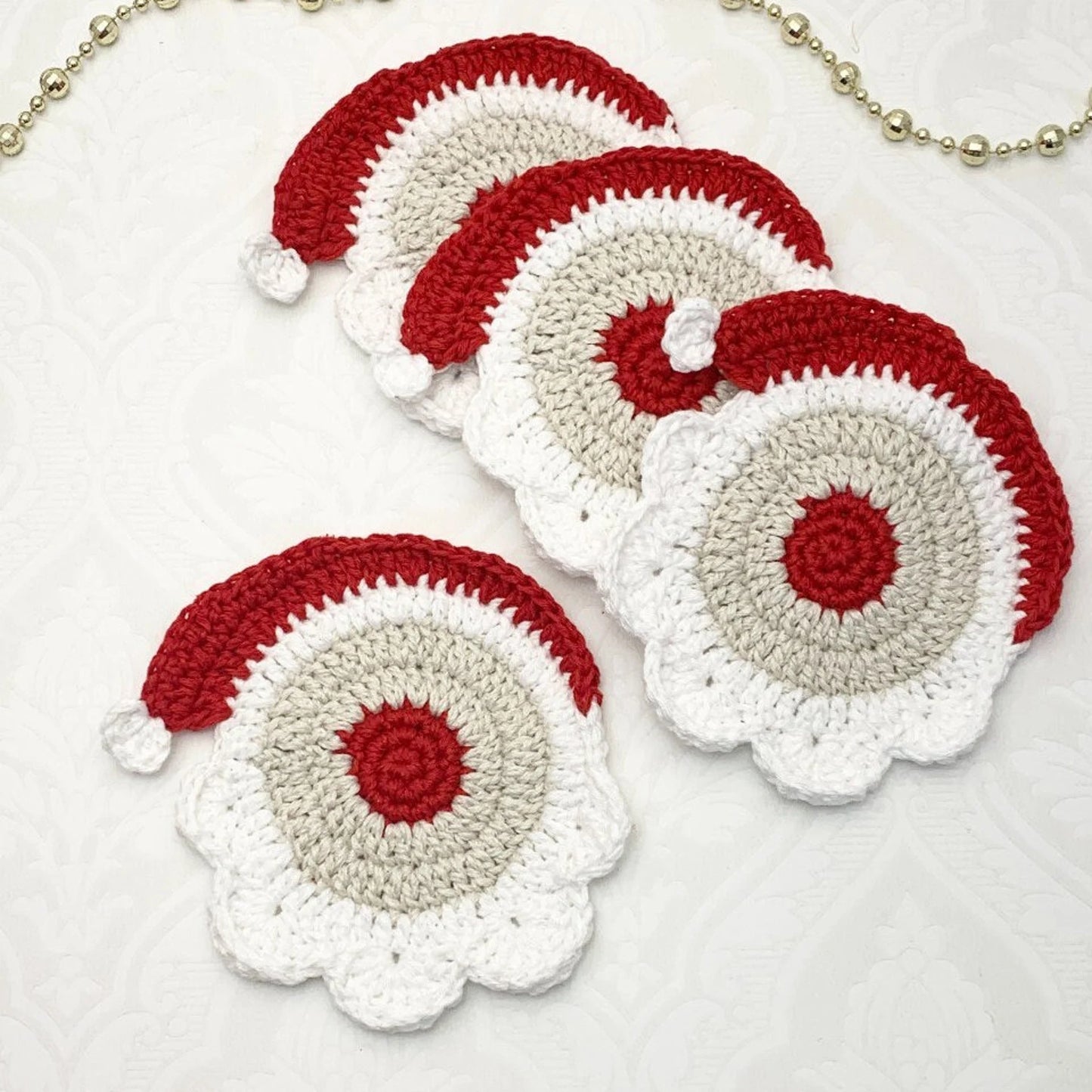🎄 Santa Coasters & Basket – Christmas Crochet Pattern (PDF)