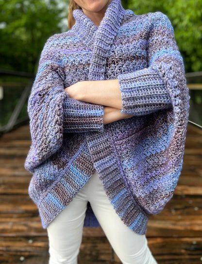 💜 Viola Cocoon Cardigan – Easy & Elegant Crochet Pattern (All Sizes)