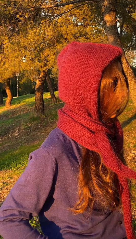 🧣 Cozy Hooded Scarf – Knit Pattern with Video Tutorial (PDF)