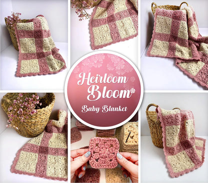 Heirloom Bloom Baby Blanket Crochet Pattern PDF