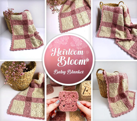Heirloom Bloom Baby Blanket Crochet Pattern PDF