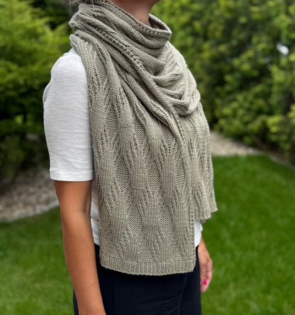 Yin Yarn Reversible Cable Shawl Knitting Pattern