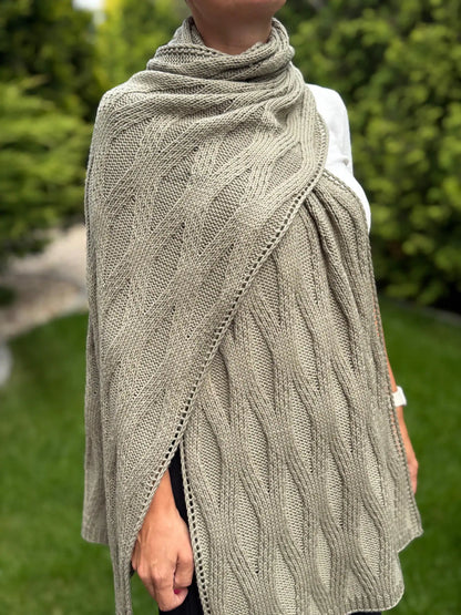 Yin Yarn Reversible Cable Shawl Knitting Pattern