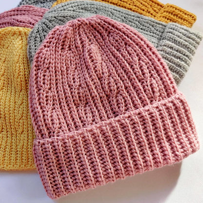 🧶 Classic Cable Crochet Beanie Pattern – Cozy Folded Brim Hat PDF ✨