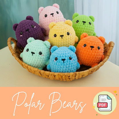 🧸✨ No-Sew Polar Bear Amigurumi – Cute Mini Crochet Pattern PDF