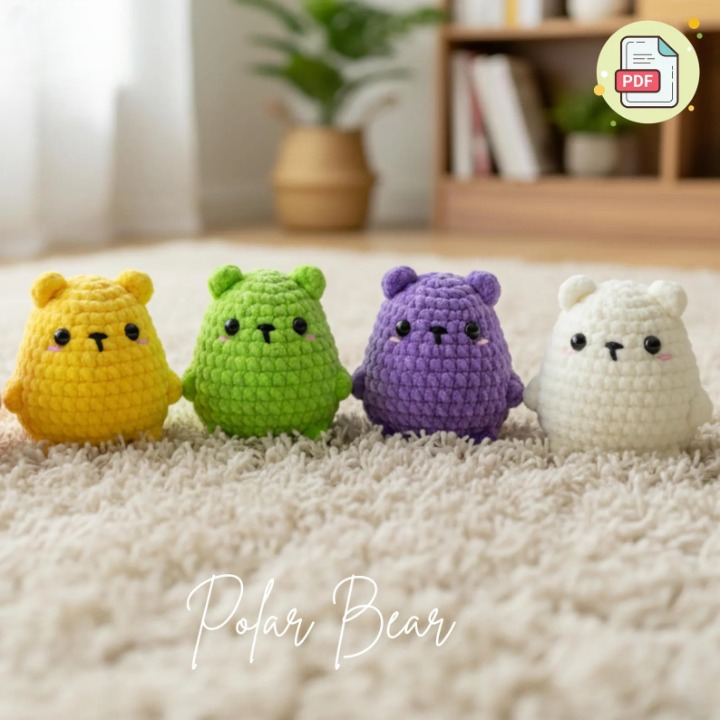 🧸✨ No-Sew Polar Bear Amigurumi – Cute Mini Crochet Pattern PDF