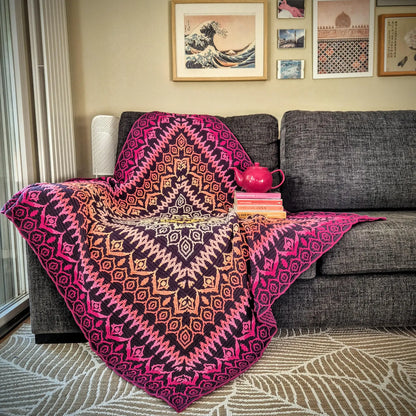 Saffron Bloom Mosaic Crochet Blanket Pattern