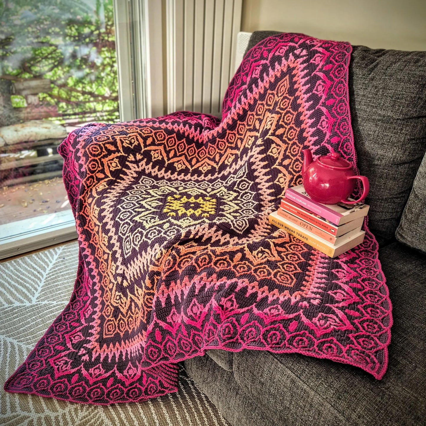 Saffron Bloom Mosaic Crochet Blanket Pattern