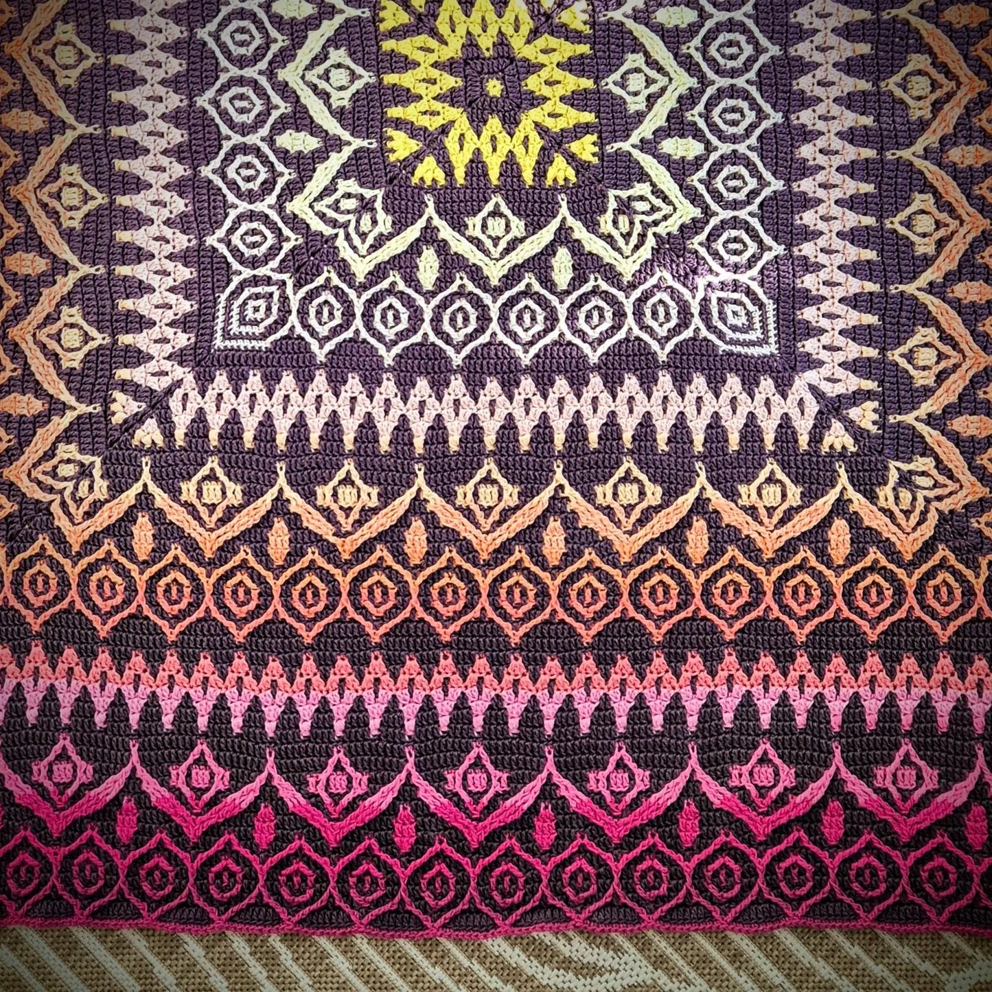 Saffron Bloom Mosaic Crochet Blanket Pattern