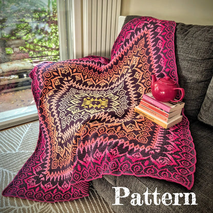 Saffron Bloom Mosaic Crochet Blanket Pattern