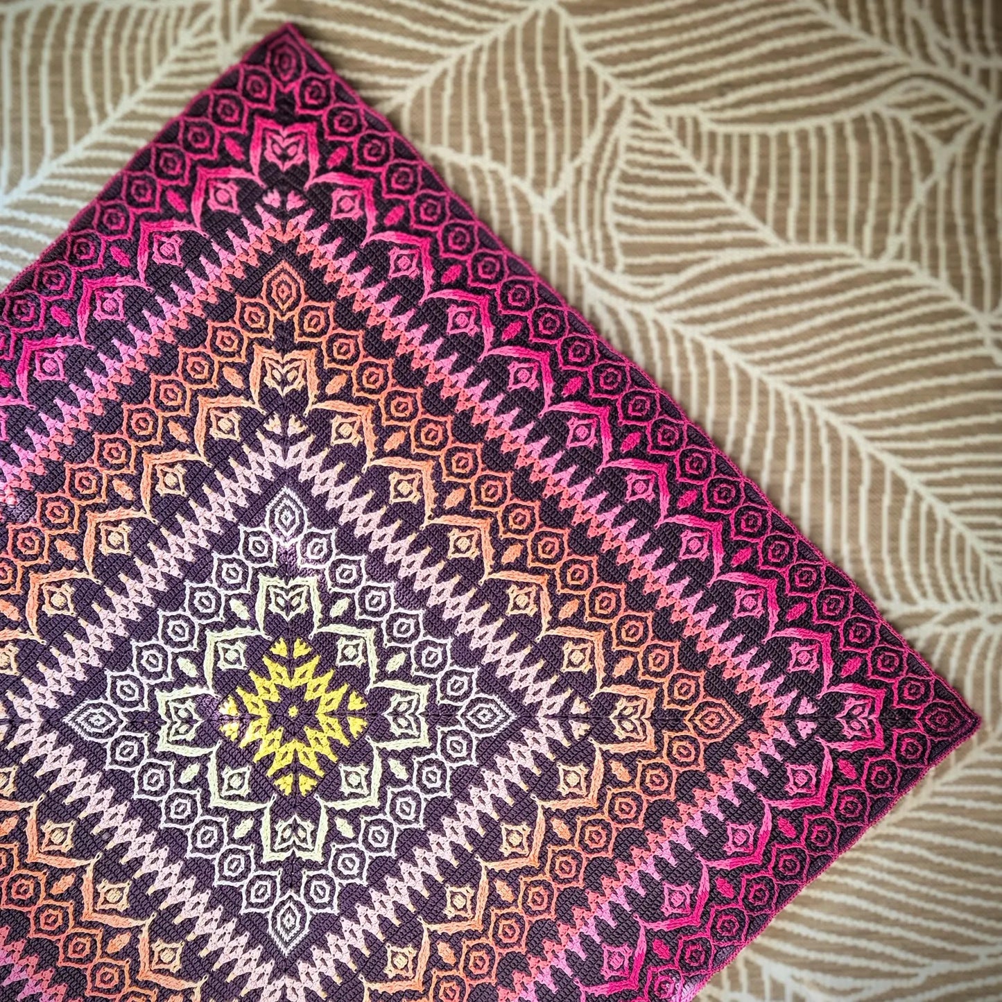 Saffron Bloom Mosaic Crochet Blanket Pattern