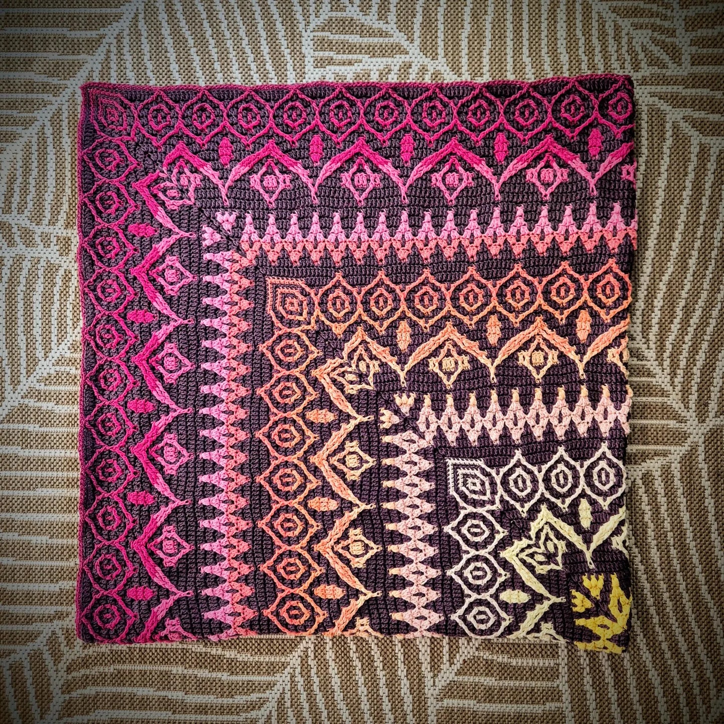 Saffron Bloom Mosaic Crochet Blanket Pattern